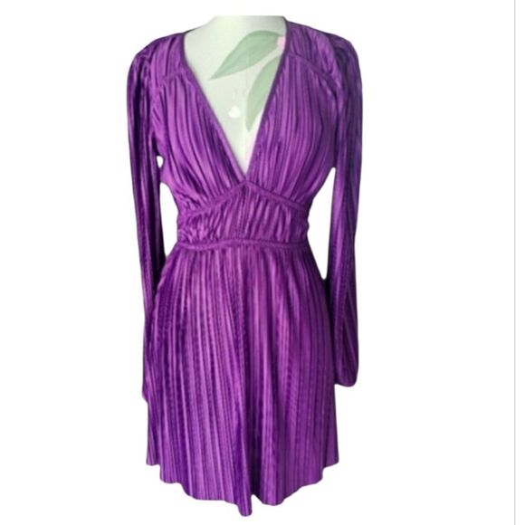 Never Worn. Zara Vibrant Purple Long Sleeve Dress - Picture 2 of 6